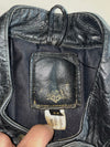 Vintage 70s/80s Made in England Black Leather Café Racer Motorcycle Jacket with Quilted Shoulders & Elbows (S)