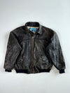 Vintage Va Bene Black Leather Bomber Jacket (2XL)