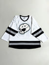 Athletic Knit Skull Hockey Jersey – White Black Grey Oversized (3XL)