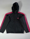 Adidas 3-Stripes Hooded Windbreaker Jacket — Black/Pink (S)