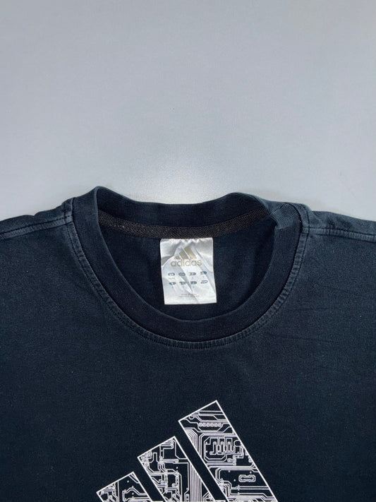 Adidas | Circuit-Board Logo Tee | Faded Black (L)