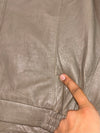 Vintage Leather Bomber Jacket  Taupe Grey, Zip-Up Classic (S)