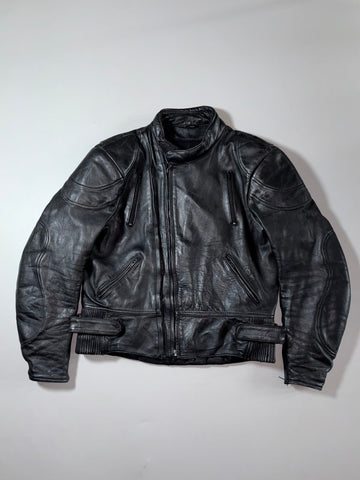 Vintage Ashman Black Leather Biker Motorcycle Jacket (M)
