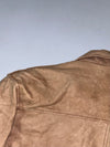 Global Identity Beige Distressed Leather Bomber Jacket (M)