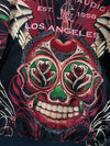 Christian Audigier Y2K Rhinestone Sugar Skull Tattoo Full-Zip Hoodie (M/L)