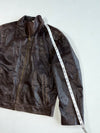 Vintage Dark Brown Distressed Leather Zip-Up Jacket (XL)