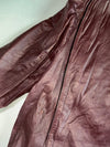 Vintage Burgundy Leather Zip Bomber with Piping & Epaulettes, Made in Spain, (S)