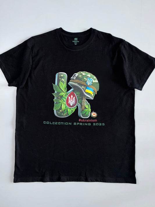 Mayak #Ukrainium Ukrainian Military Graphic T-Shirt Black Collection Spring 2025 (L)