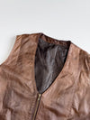 Vintage Brown Leather Sleeveless Vest Dress Women's (M)