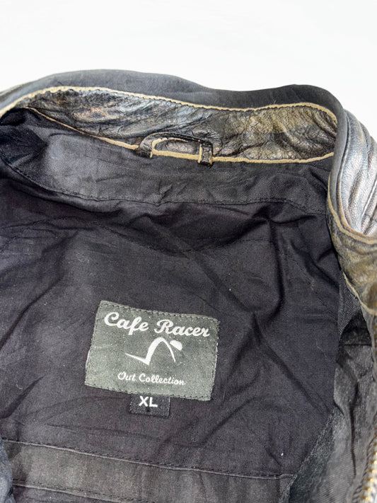 Vintage Cafe Racer Pure Leather Paded Racing Jacket (M)