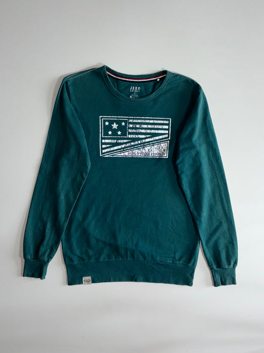 Jeep Spirit “Symbol of Freedom & Capability” Flag Graphic Sweatshirt – Forest Green (M)