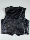 Texpeed Black Leather Multi-Pocket Motorcycle Biker Vest (2XL)