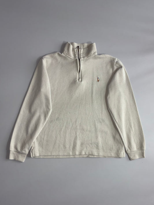 Polo Ralph Lauren | Cream Estate Rib Quarter-Zip Sweater (S)