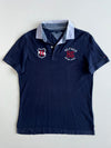 Tommy Hilfiger Navy “Hilfiger 85” Crest Polo T-Shirt with Striped Collar (L)