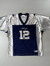 2000 Archives Sport "Native Silk" #12 Metallic Silver Football Jersey – Navy/Silver, (2XL)
