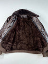 Vintage Arizona Jean Co. Brown Leather Bomber Jacket with Fur Collar Furr Inside (L)