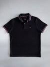 Tommy Hilfiger Vintage Black Tipped Collar Polo T-Shirt (L)