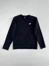 Nike Club Fleece Embroidered Logo Black Crewneck, (S)