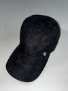 Minimal Black Faux Suede Cap with Metal Stud Detail (Adjustable)