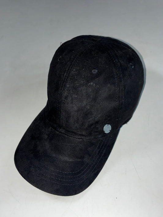 Minimal Black Faux Suede Cap with Metal Stud Detail (Adjustable)