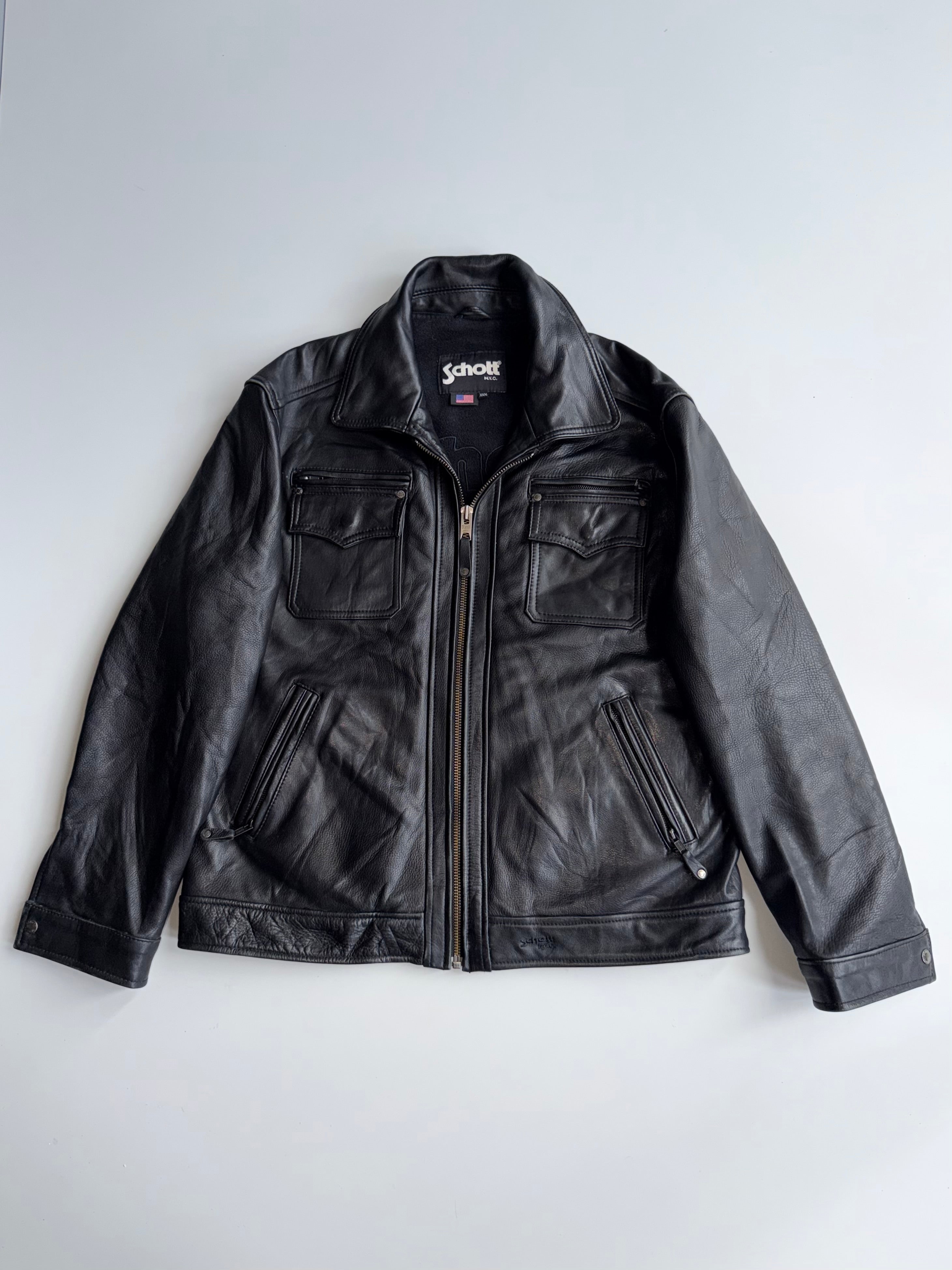 Schott N.Y.C. Cowhide Leather Trucker Jacket Made in USA, Genuine
