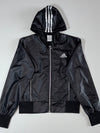 Adidas 3-Stripe Hooded Shell Track Jacket Black/Silver,((XS)
