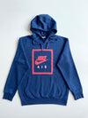 Nike Air Navy Box Logo Pullover Hoodie – Red Graphic Print (M)