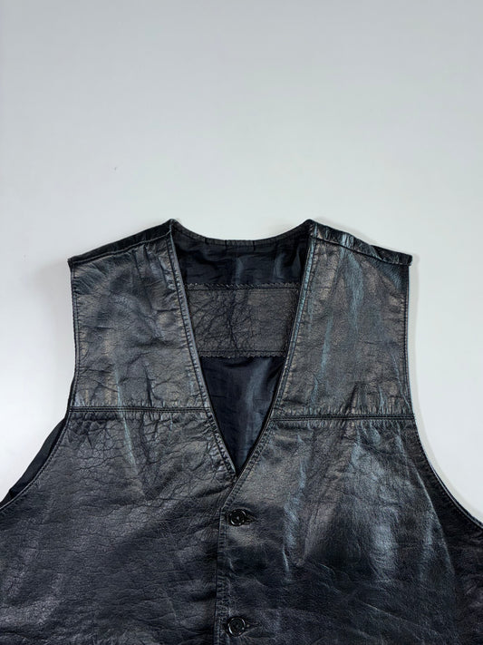 Black Leather Waistcoat/Vest (M/L)
