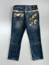 Jizo “Karashishi & Peony” Fully Embroidered Japanese Denim Pants (W:34|L:38)