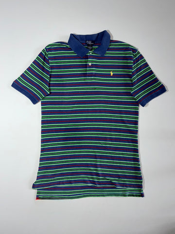 Polo Ralph Lauren Striped Polo Shirt Navy Green Red Youth (M)