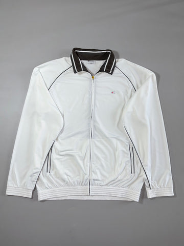 Vintage Champion White Brown Collar Zip-Up (2XL/3XL)