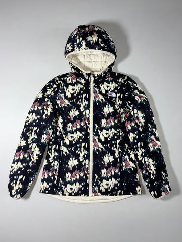 The North Face Reversible Hooded Puffer Jacket in Cream & Abstract Print Women’s (M)