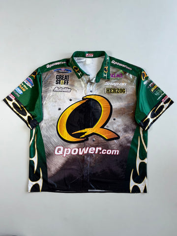 Vintage NHRA Qpower.com Leaf Racewear Drag Racing Pit Crew Shirt(2XL/3Xl)