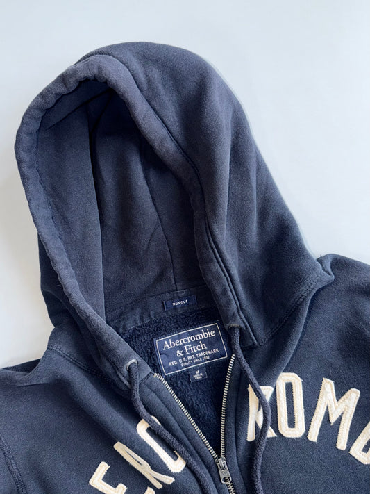 Abercrombie & Fitch | Navy Arch Logo Zip Hoodie | (XL)