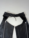 Vintage Harley-Davidson Black Leather Biker Chaps, Made in USA (W:34) (L:42)