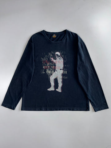 Big Train Jeans | Y2K Graphic Longsleeve | Faded Black (2XL)