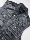 Vintage Black Leather Multi-Pocket Utility Vest (L)