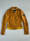 Police Mustard Leather Moto Jacket (XS)