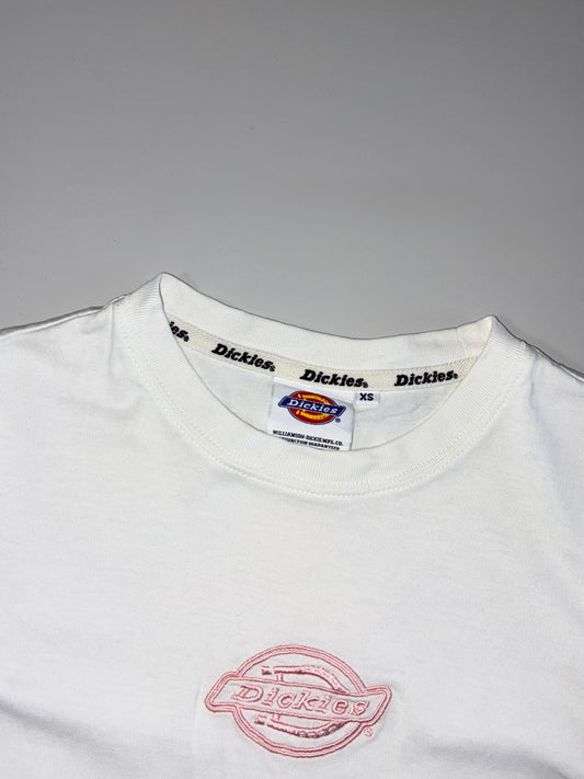 Dickies | White Pink Embroidered Logo Baby Tee | (XXS)