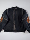 Damoto Black Bomber Jacket – Embroidered Sleeves & Studs | (XL)