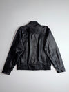 Vintage Leather Bomber Jacket – Black Snap-Cuff (M/L)