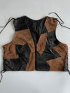 Vintage Patchwork Leather & Suede Lace-Up Vest (XS)
