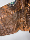 Vintage 90s Cotton Field Pure Leather A-2 Flight Bomber Jacket Military Patch Sherpa Collar, Distressed (XL)