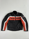 Vintage Urban Revolution Black & Orange Mesh Racing Moto Jacket Paded,Detechable Arms (L)