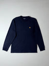 Carhartt WIP Navy Long Sleeve Chase Tee Gold Logo, (M)