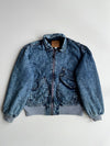 Vintage Edwin Acid Wash Denim Bomber Jacket Blue (L)