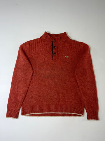 Lacoste Button-Neck Mock Neck Knit Sweater – Burnt Orange (M/L)
