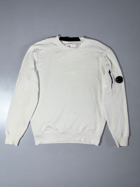 C.P. Company Garment-Dyed Lens Crewneck Sweatshirt – Off-White/Cream (M)