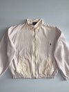 Polo Ralph Lauren Vintage Cream Off White Harrington Bomber Jacket Gold Zip Embroidered Pony Have Yellow Marks(L)