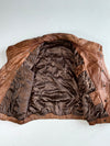 Vintage Tan Brown Leather Oversized Bomber Jacket (2XL)